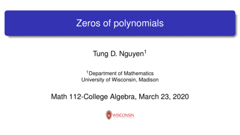 Thumbnail for entry Math 112 March 23 Lecture 