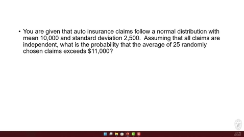 Thumbnail for WSB - Actuarial Science 4 - Mod 5 - Sample Problems 7