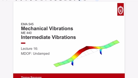 Thumbnail for Vibrations Lecture 16:  MDOF Eigenvalue Problem