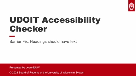 Thumbnail for UDOIT Barrier Fix: Headings Should Have Text