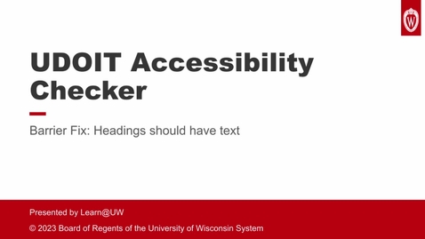 Thumbnail for entry UDOIT Barrier Fix: Headings Should Have Text