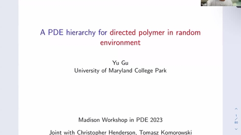 Thumbnail for Yu Gu, lecture at 05/15/2023 PDE Workshop at the University of Wisconsin-Madison