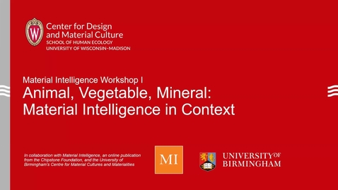 Thumbnail for Material Intelligence Workshop I: Animal, Vegetable, Mineral: Material Intelligence in Context