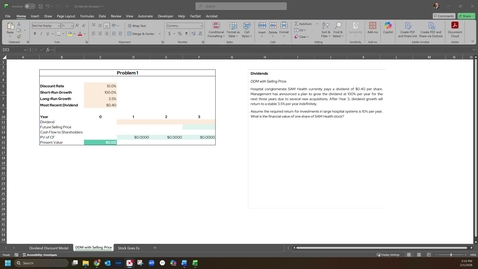 Thumbnail for EMBA Practice 1.2 | Dividends -- DDM with Selling Price