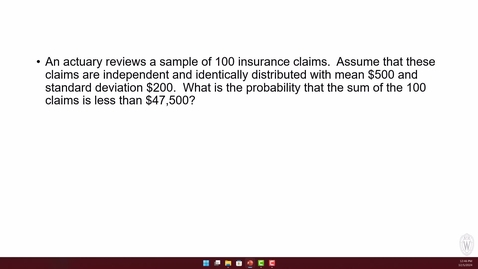 Thumbnail for WSB - Actuarial Science 4 - Mod 5 - Sample Problems 5