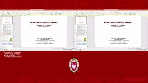 Thumbnail for (F24) ME 342, 11-18-2024 Lecture
