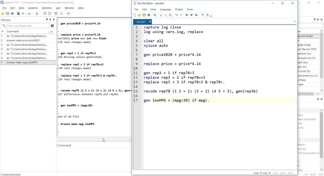 Introduction to Stata: Creating and Changing Variables