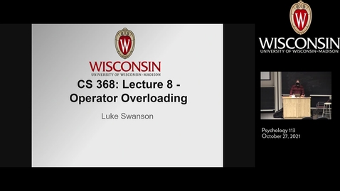 Thumbnail for entry CS368 - Lecture 8: Operator Overloading