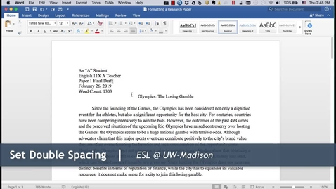 Thumbnail for 7 - Double Space Paragraphs: Formatting a Research Paper (Mac)