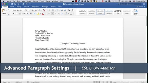 Thumbnail for 8 - Advanced Formatting: Formatting a Research Paper (Mac)