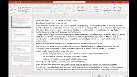Thumbnail for 4/30/2021 - ME363: Fluid Dynamics (002) SP21 - recording_21