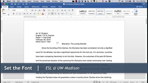 Thumbnail for 4 - Set Font: Formatting a Research Paper (Mac)