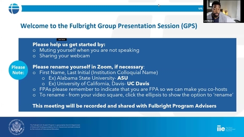 Thumbnail for entry Fulbright US Student Program Information Session, 2022-2023 award year (March 10, 2021)