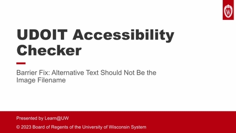 Thumbnail for entry UDOIT Barrier Fix: Alternative Text Should Not Be The Image Filename