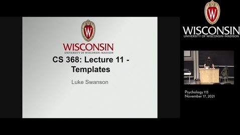 Thumbnail for entry CS368 - Lecture 11: Templates