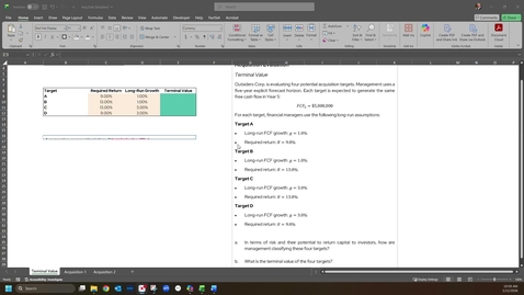 Thumbnail for EMBA Practice 2.2. | Acquisition Evaluation -- Terminal Value