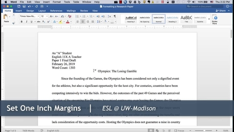 Thumbnail for 3 - Set Margins: Formatting a Research Paper (Mac)