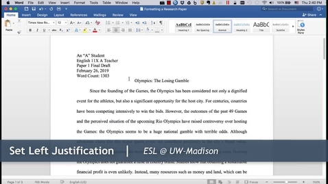 Thumbnail for entry 6 - Left Align Text: Formatting a Research Paper (Mac)