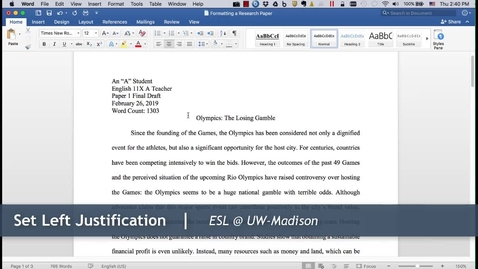 Thumbnail for 6 - Left Align Text: Formatting a Research Paper (Mac)