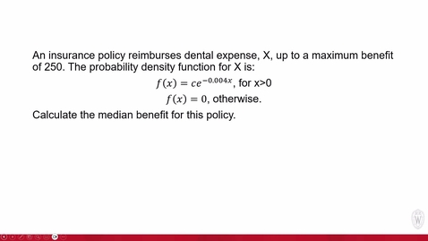 Thumbnail for WSB - Actuarial Science 4 - Mod 6 - Sample Problems 5