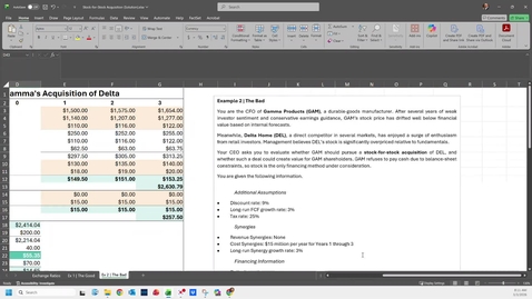 Thumbnail for EMBA Practice  3.3 | Stock-for-Stock Acquisitions -- Example 2