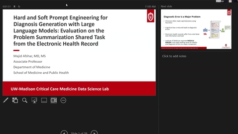 Thumbnail for GCP Research Day, March 7th 2024. Dr. Afshar's Presentation from UW Madison School of Medicine and Public Health (SMPH)