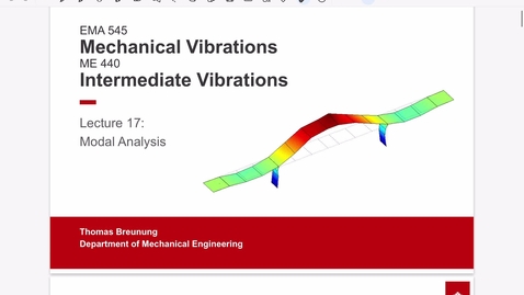 Thumbnail for Vibrations Lecture 17:  Modal Analysis