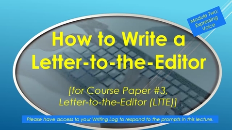 Thumbnail for Module Two - How to Write.LTTE