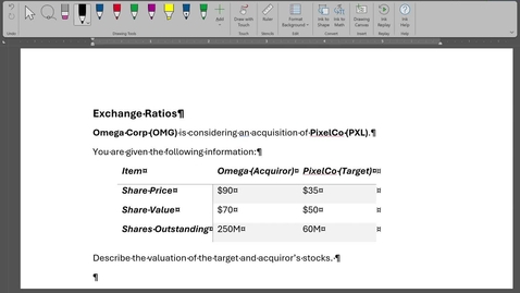 Thumbnail for EMBA Practice 3.1 | Exchange Ratios