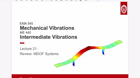 Thumbnail for Vibrations Lecture 21: Review of MDOF Systems