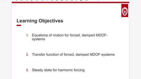 Thumbnail for Vibrations Lecture 19:  MDOF Transfer Function