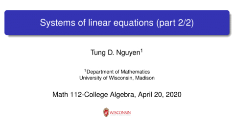 Thumbnail for entry Math 112 April 20 Lecture Part 2/2
