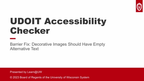 Thumbnail for entry UDOIT Barrier Fix: Decorative Images Should Have Empty Alternative Text 