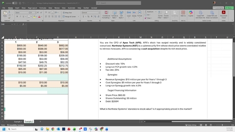 Thumbnail for EMBA Practice 3.1 | Synergy-Creating Acquisitions -- Example 2