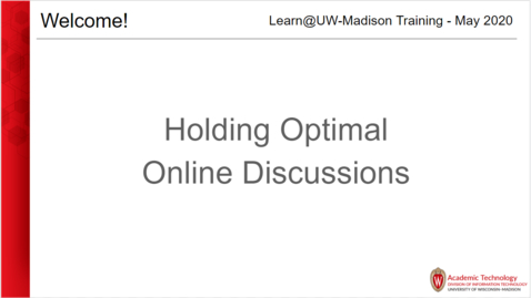 Thumbnail for entry Holding Optimal Online Discussions