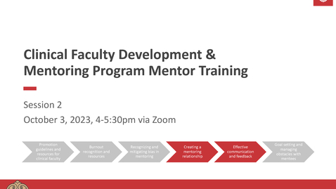 Thumbnail for entry Clinical Faculty Development &amp; Mentoring Program Mentor Training - Session 2