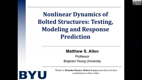 Thumbnail for Guest Lecture by Prof. M. Allen: Nonlinear Dynamics of Bolted Joints