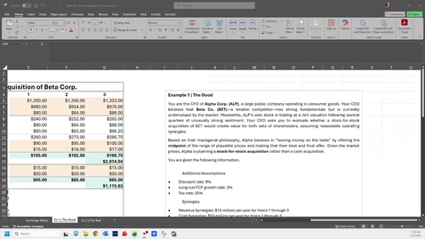 Thumbnail for EMBA Practice 3.1 | Stock-for-Stock Acquisitions -- Example 1