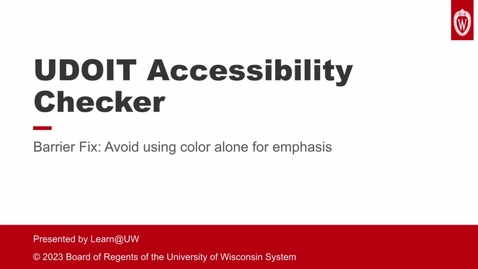 Thumbnail for UDOIT Barrier Fix: Avoid Color Alone for Emphasis