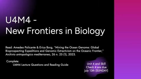 Thumbnail for U4M4 - New Frontiers in Biology