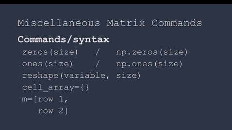 Thumbnail for Miscellaneous matrix commands