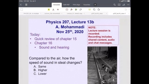 Thumbnail for entry 11/25/2020 - PHYSICS207: Lecture - Lecture 13b