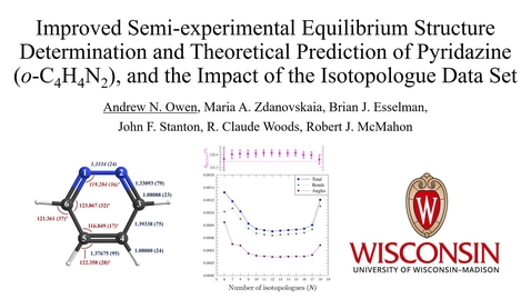 Thumbnail for entry IMPROVED SEMI-EXPERIMENTAL EQUILIBRIUM STRUCTURE DETERMINATION AND THEORETICAL PREDICTION OF PYRIDAZINE (o-C4H4N2), AND THE IMPACT OF THE ISOTOPOLOGUE DATA SET
