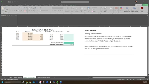 Thumbnail for EMBA Practice 1.1 | Stock Returns -- Holding Period Returns