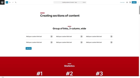 Thumbnail for Creating sections of content