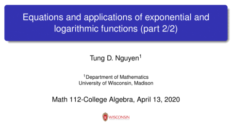 Thumbnail for entry Math 112 April 13 Lecture Part 2/2