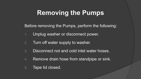 Thumbnail for entry Removing the Pumps