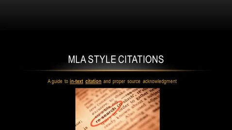 Thumbnail for MLA In-Text Citations