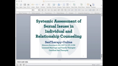 Thumbnail for Assessment of Sexual Issues in Individual and Relationship Counseling  - November 2016