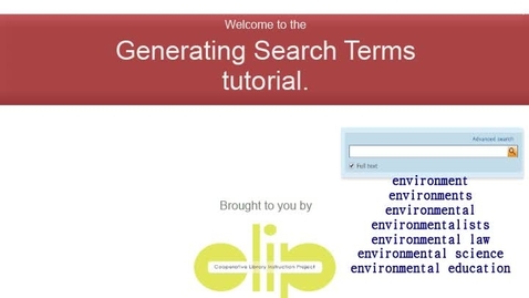 Thumbnail for entry Generating Search Terms
